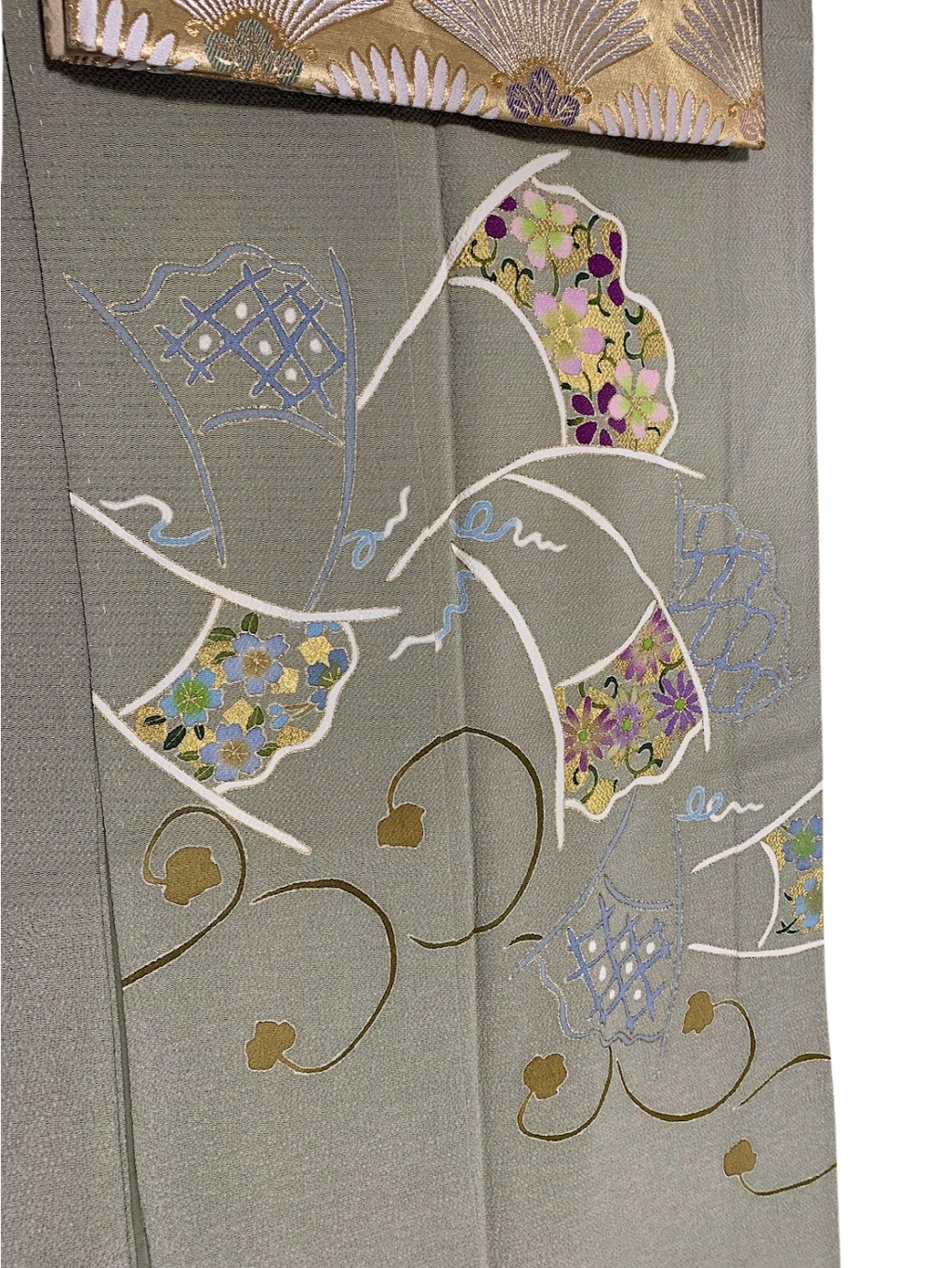 訪問着 縮緬 しつけ付き 袷 新古品 | Japanese Houmongi Kimono Chirimen Lined Unused