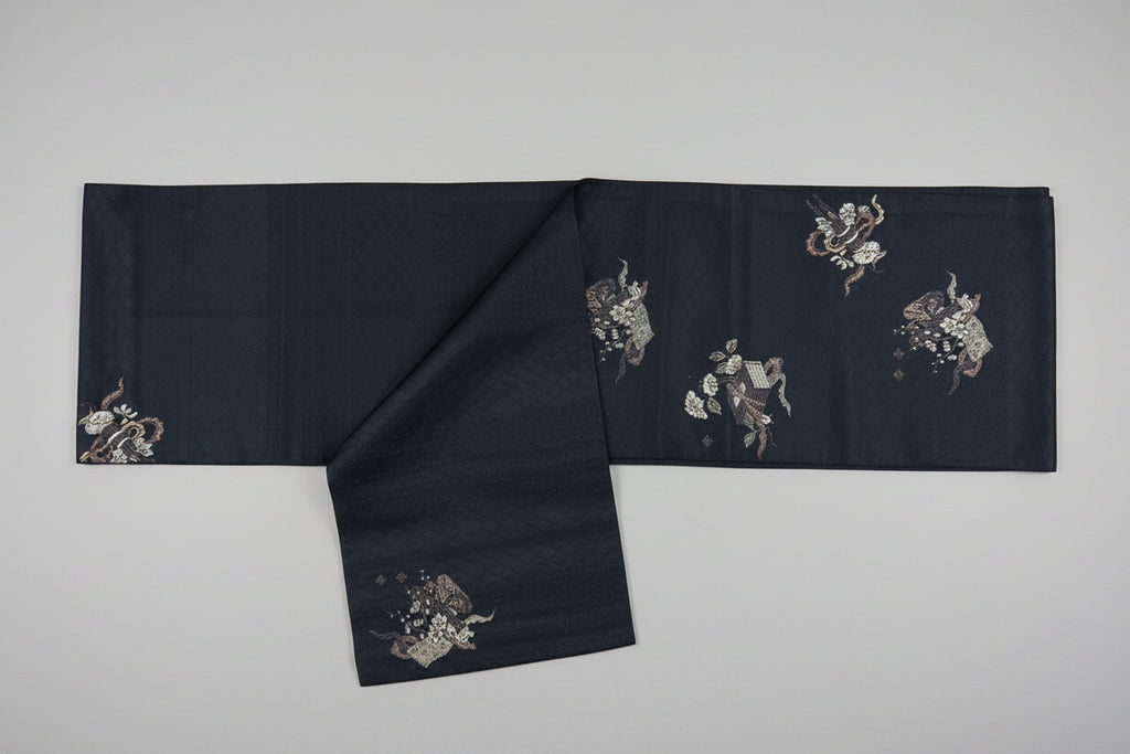 名古屋帯 正絹 リサイクル | Japanese Nagoya Obi Belt Silk Vintage