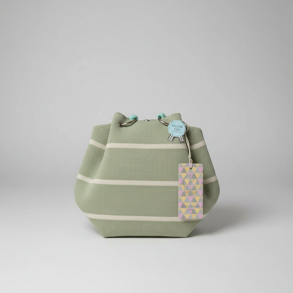 D.KELLY JAPAN ミントグリーン ボーダーニットバッグ | Mint Green Border Knit Bag