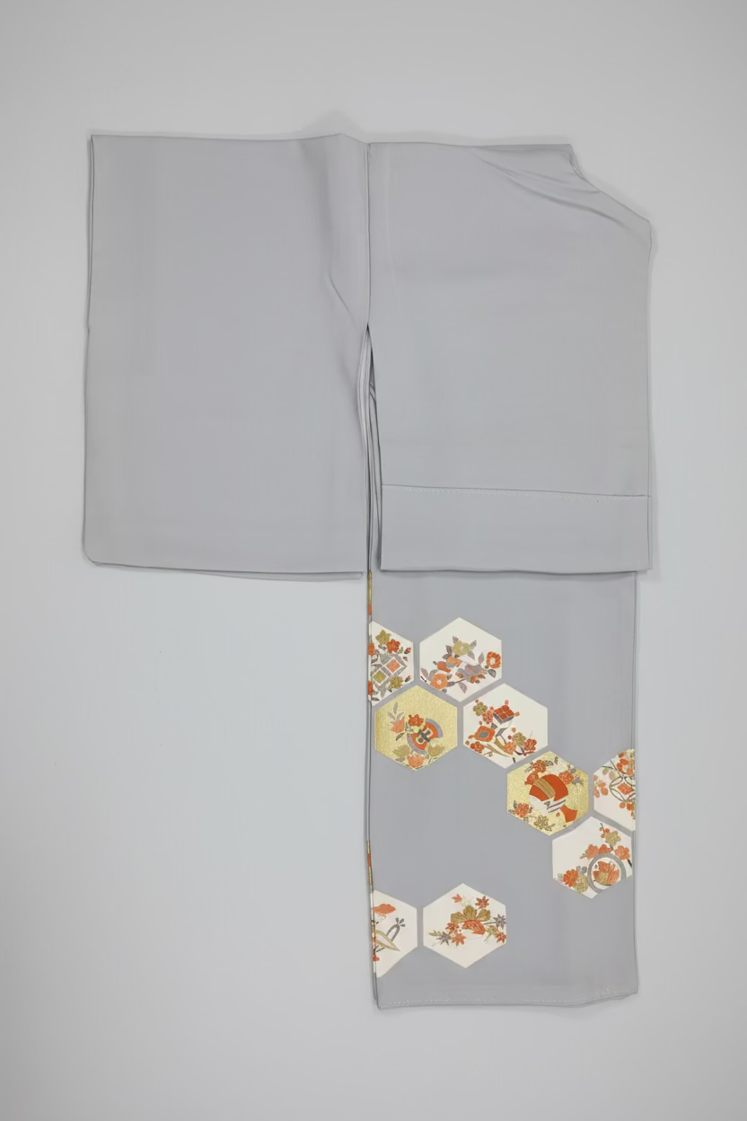 Recycled Silk Houmongi Kimono | Japanese Houmongi Kimono Silk Vintage