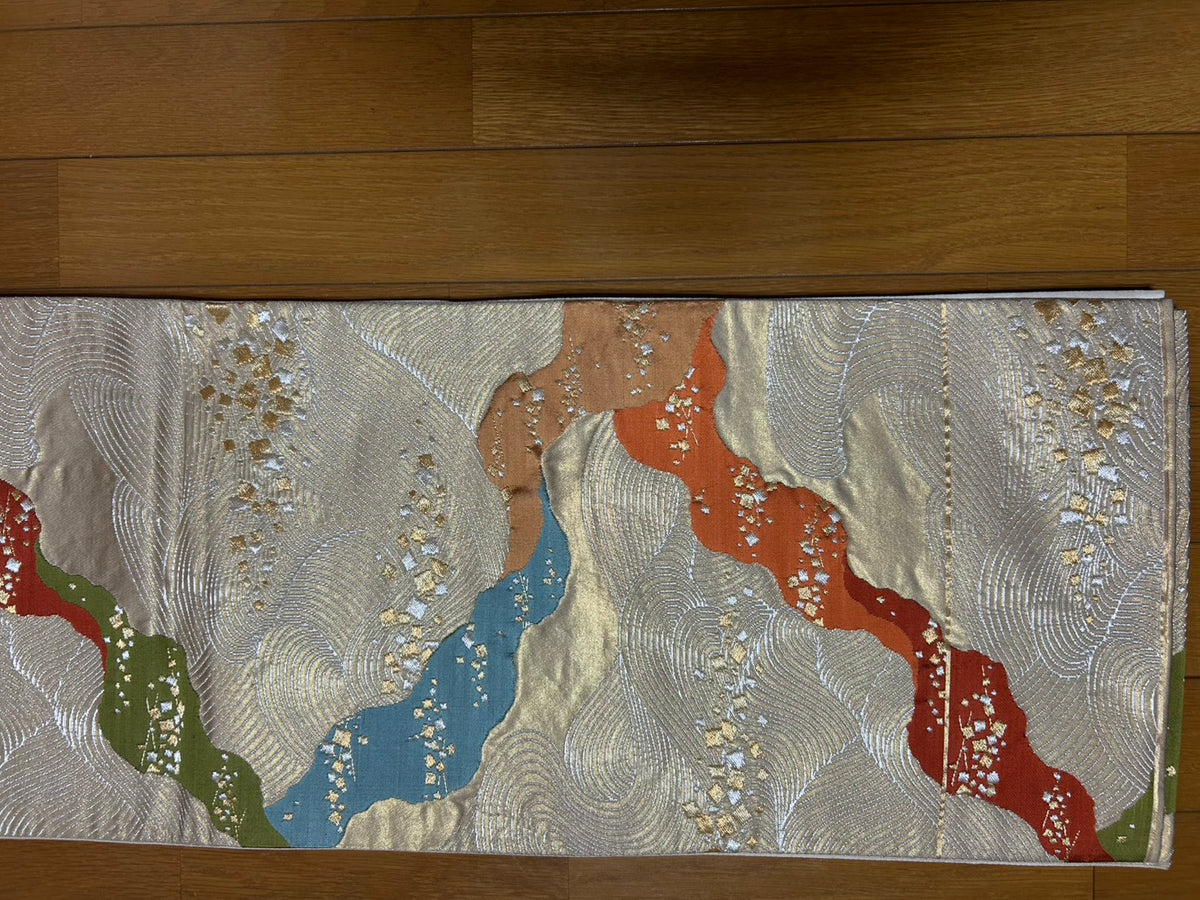 名古屋帯 正絹 リサイクル | Japanese Nagoya Obi Belt Silk Vintage