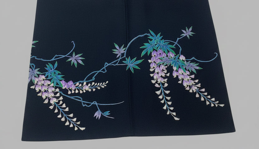 踊り用着物 藤和に花菱 五つ紋 ポリエステル リサイクル | Japanese Dance Kimono Polyester Vintage