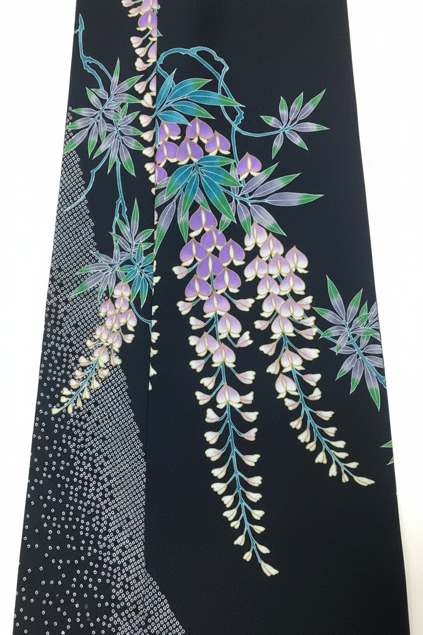 踊り用着物 藤和に花菱 五つ紋 ポリエステル リサイクル | Japanese Dance Kimono Polyester Vintage