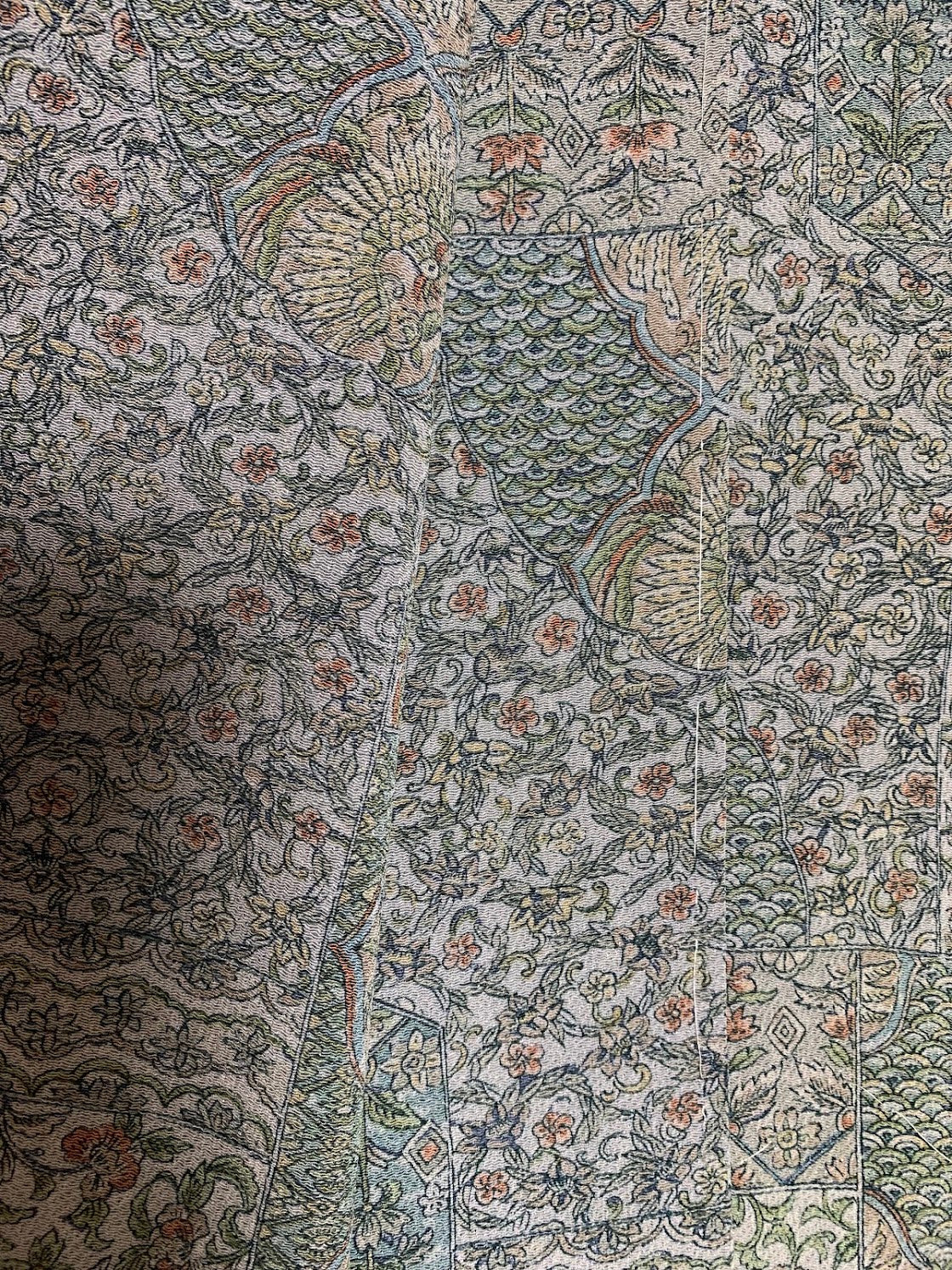 小紋 更紗調 縮繍 正絹 リサイクル | Japanese Komon Kimono Sarasa Chirimen Silk Vintage