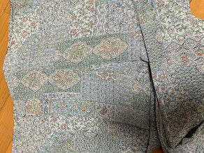 小紋 更紗調 縮繍 正絹 リサイクル | Japanese Komon Kimono Sarasa Chirimen Silk Vintage
