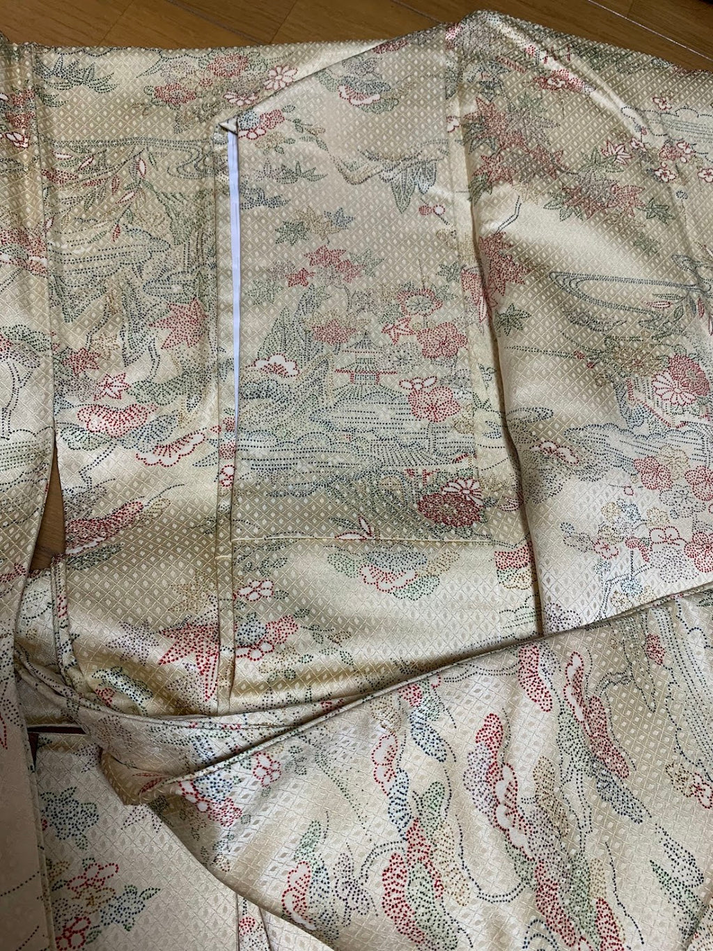 小紋 綸子 正絹 リサイクル 光沢な織り | Japanese Komon Kimono Rinzu Silk Vintage