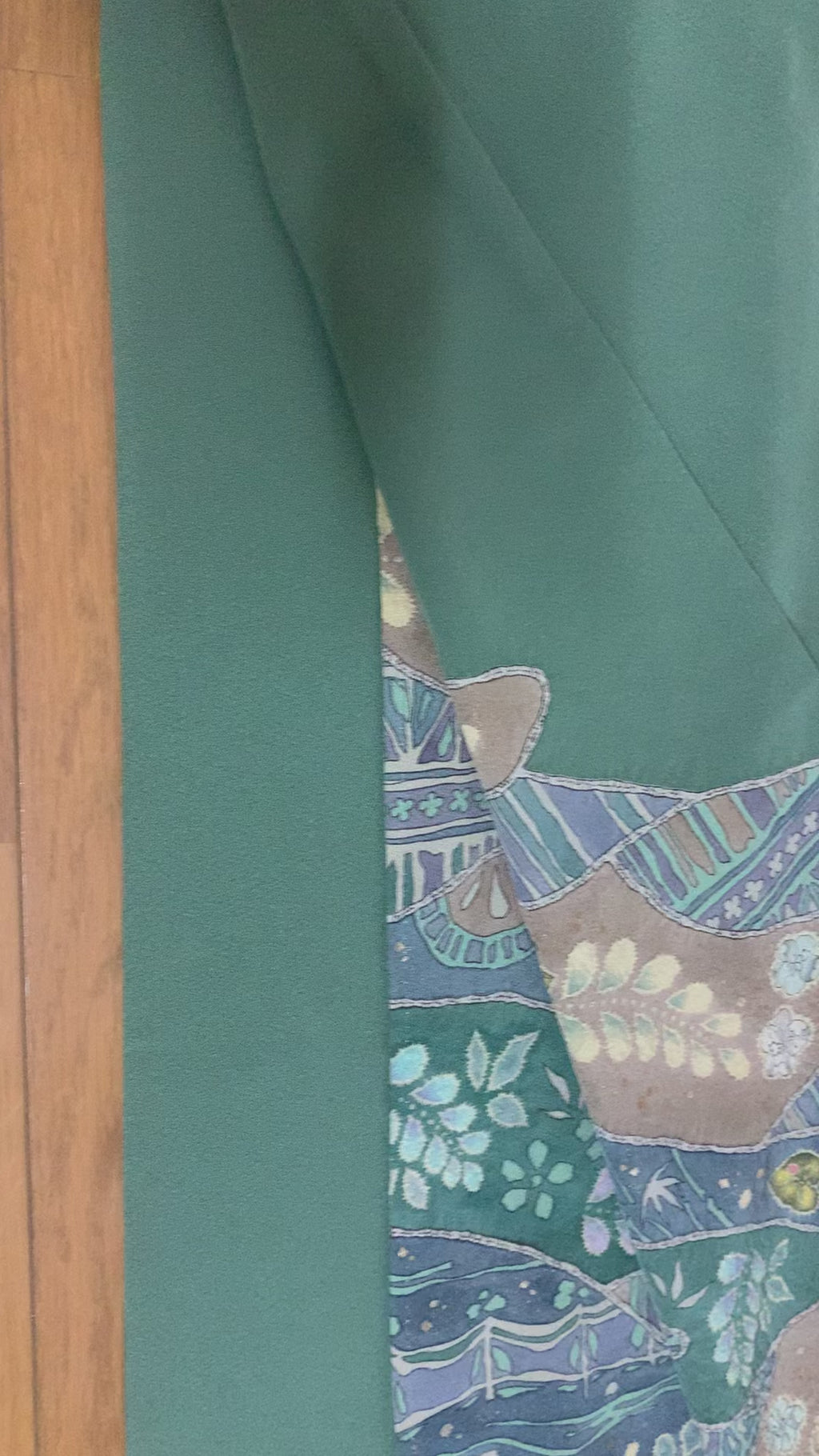 Irotomesode, One Crest, Tsujigahana Pattern, Hama Chirimen, Pure Silk, Recycled | Japanese Irotomesode Silk Vintage Tsujigahana