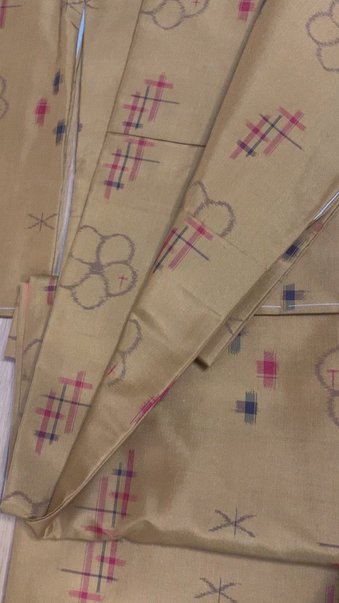 Oshima Tsumugi Kimono, Komon, Unlined, Pure Silk, Unused