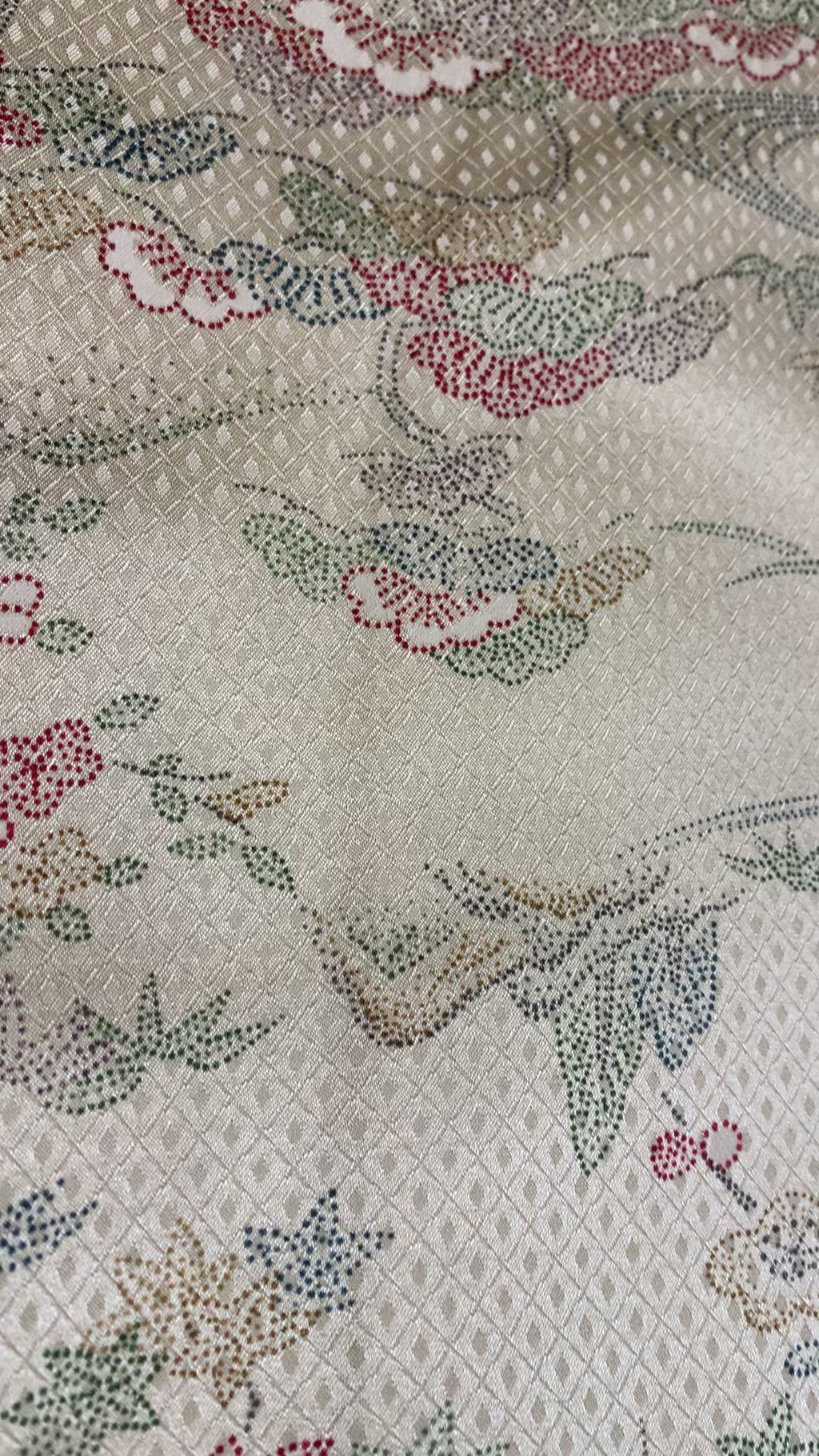 小紋 綸子 正絹 リサイクル 光沢な織り | Japanese Komon Kimono Rinzu Silk Vintage